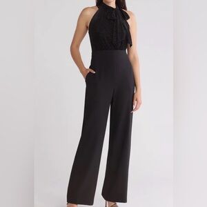 NWT Vince Camuto “Burnout Velvet Halter Bow Dress”Black Halter Jumpsuit